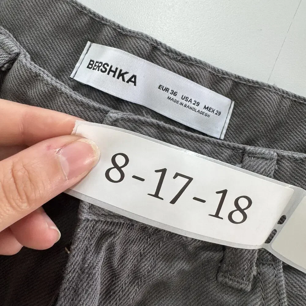 Bershka Pants Women Size 29 Grey‎ Cargo Grunge Streetwear Utility